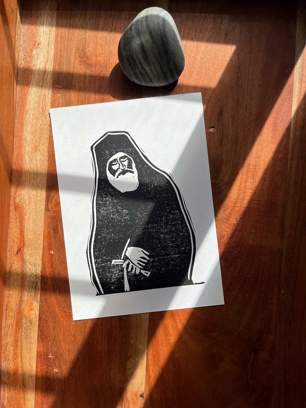 St. Paisios - Hand- Carved Linocut Print