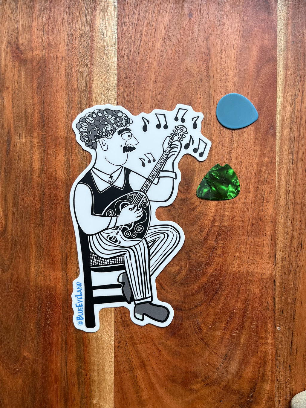 Bouzouki Player Sticker: Greek Music, Travel, Culture
