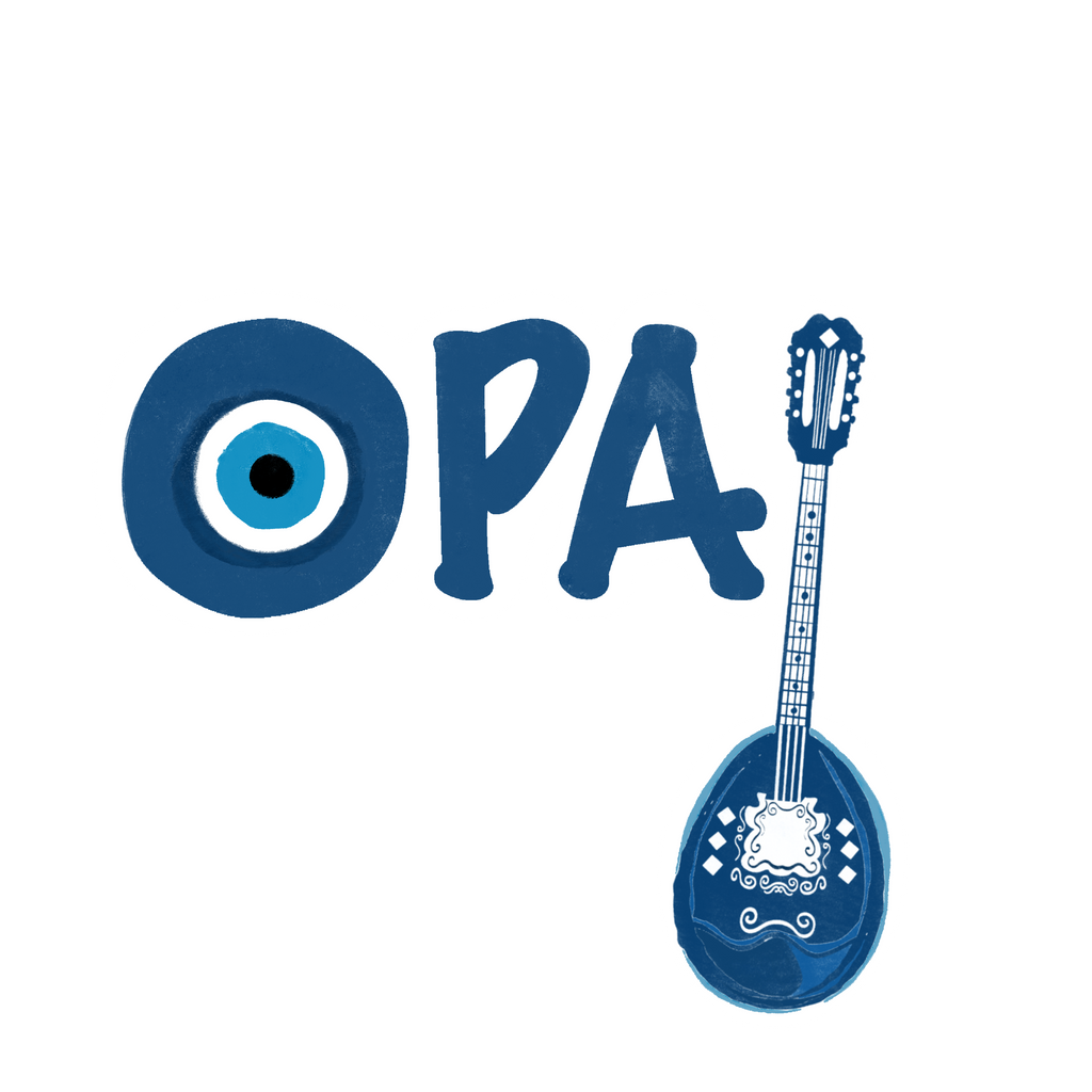 Opa Evil Eye and Bouzouki vinyl magnet