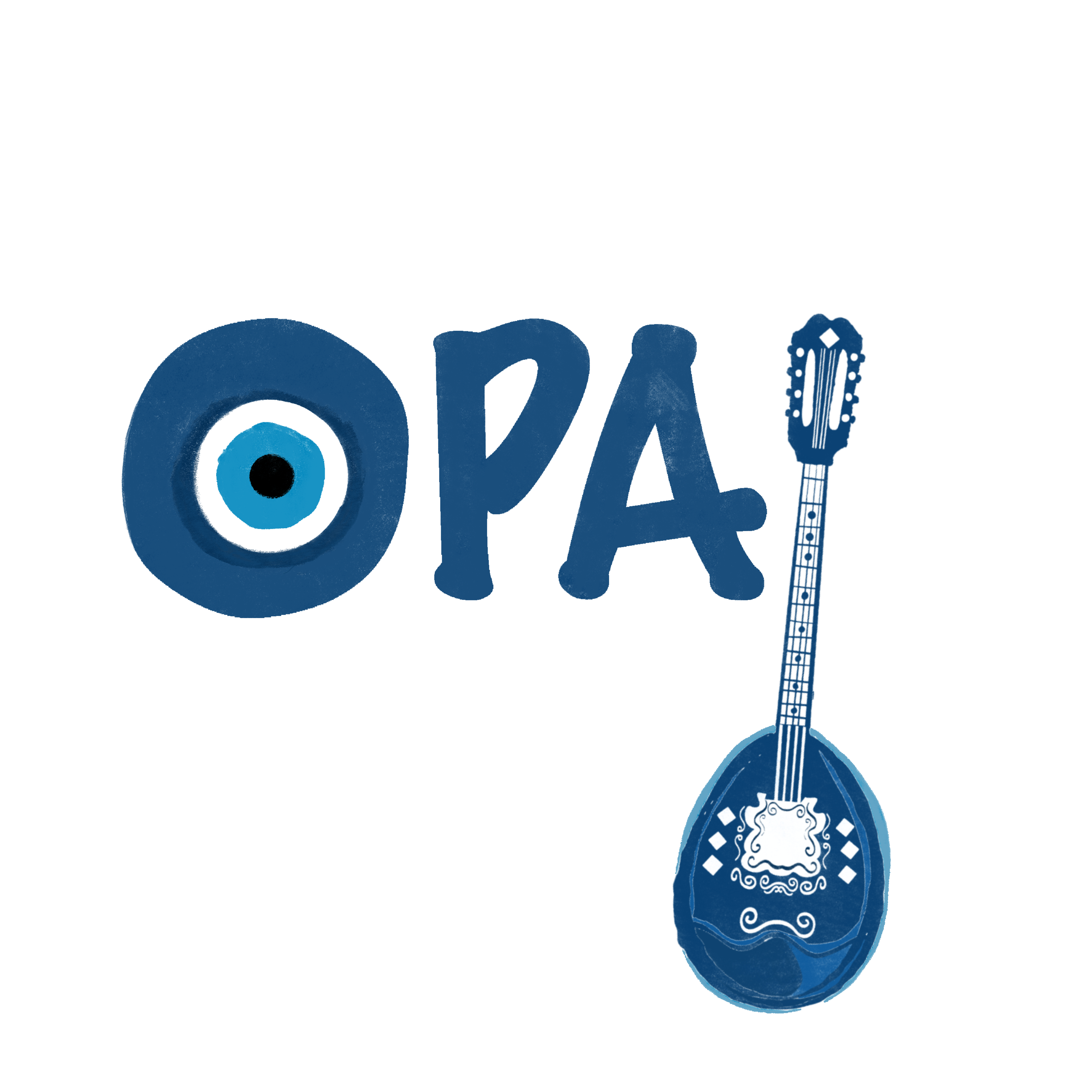 Opa Evil Eye and Bouzouki vinyl magnet