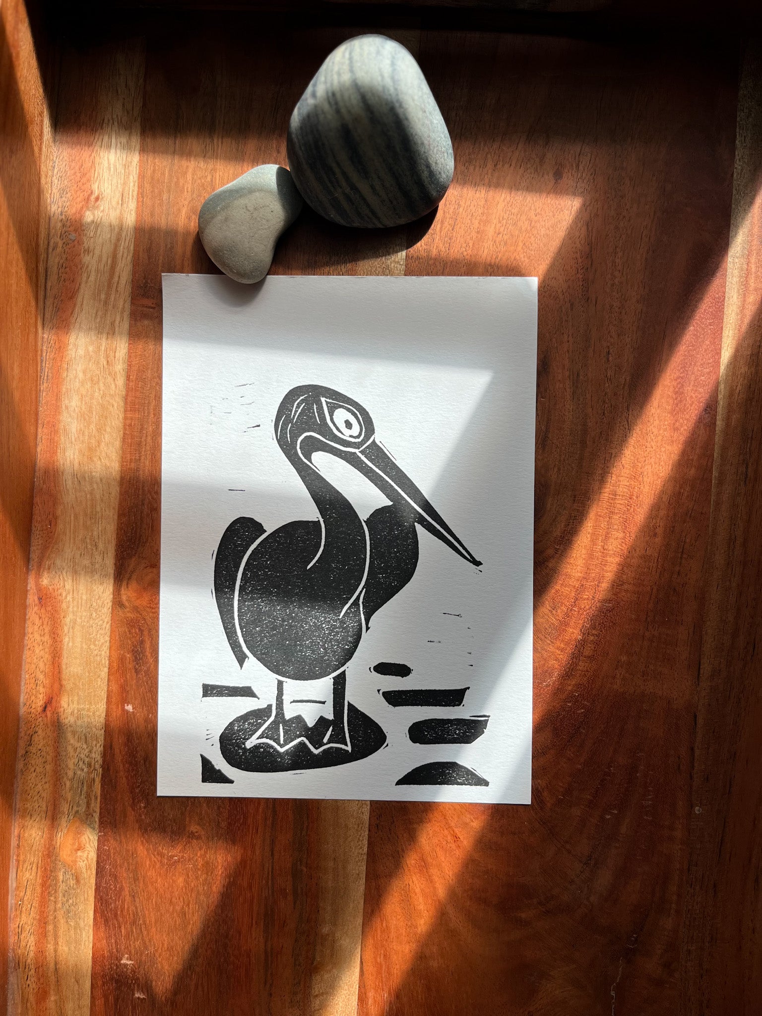 Pelican Linocut print