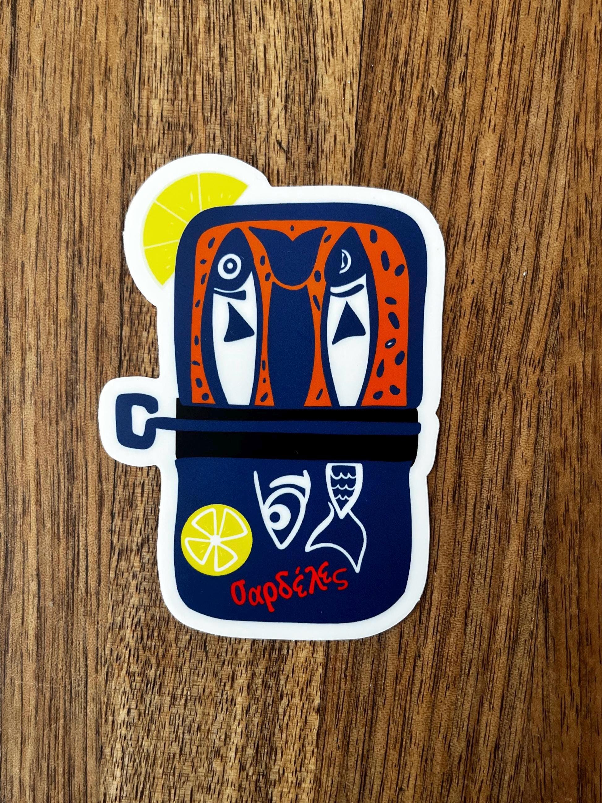 Greek Food Vinyl Sticker Pack: Sardines, Feta, Lemons - Waterproof