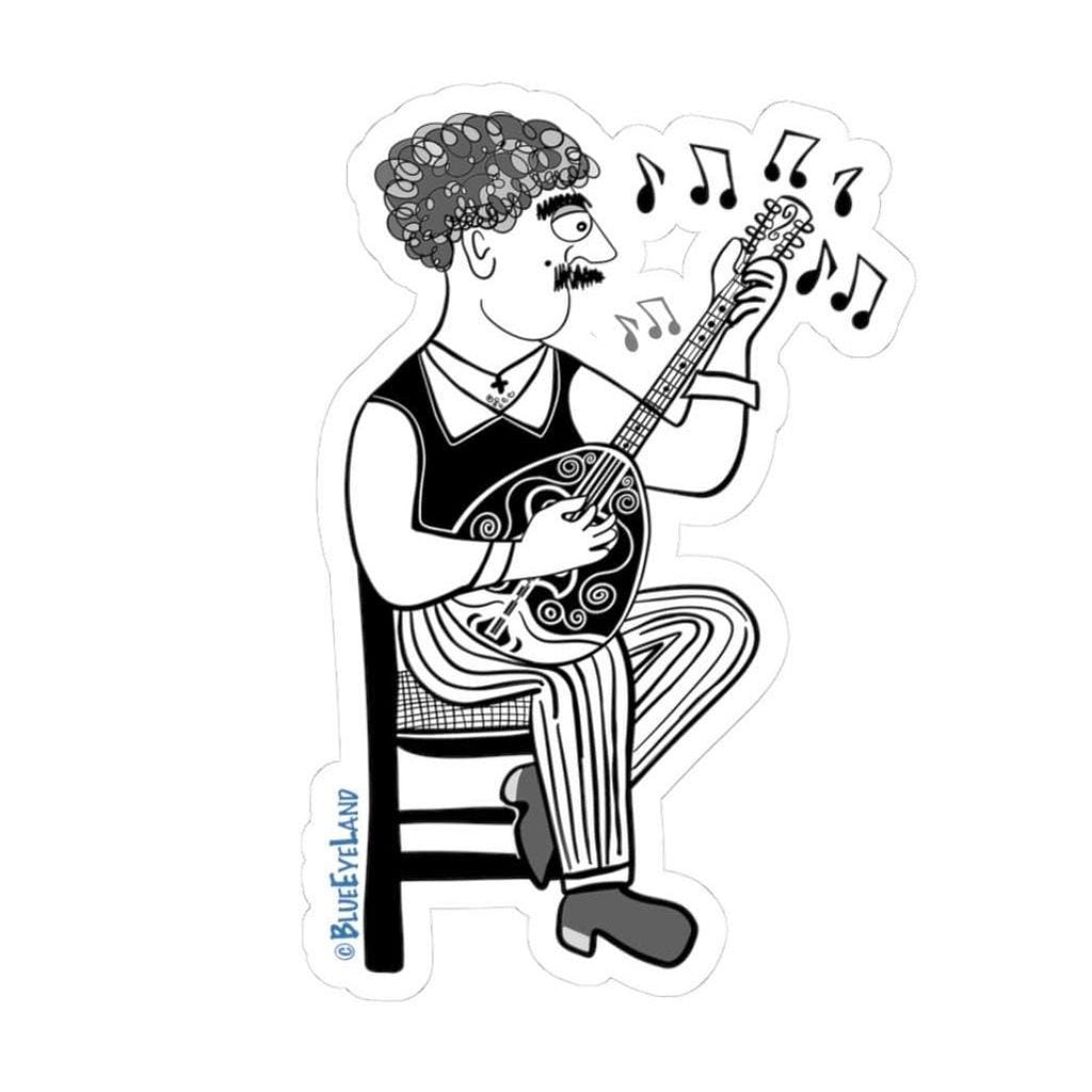 Bouzouki Player Sticker: Greek Music, Travel, Culture