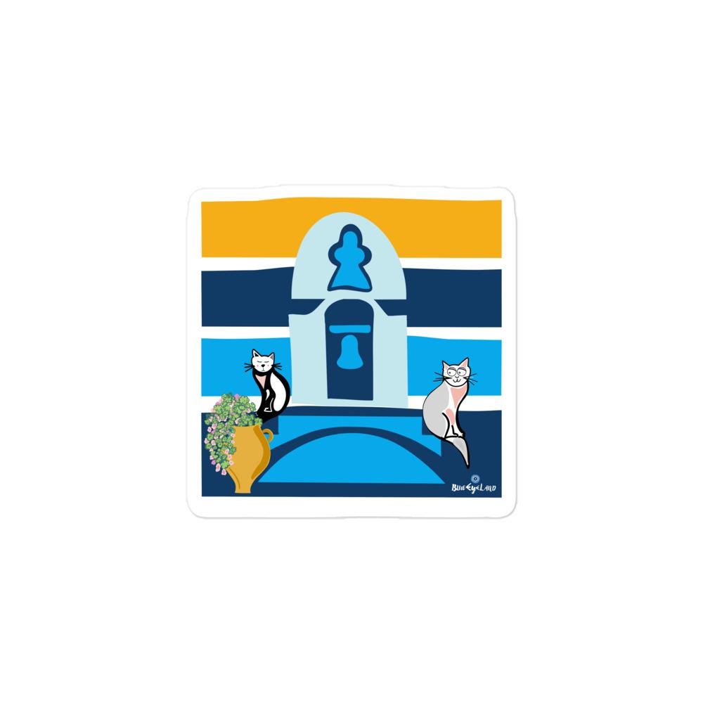 Greek Island sunset, church sticker