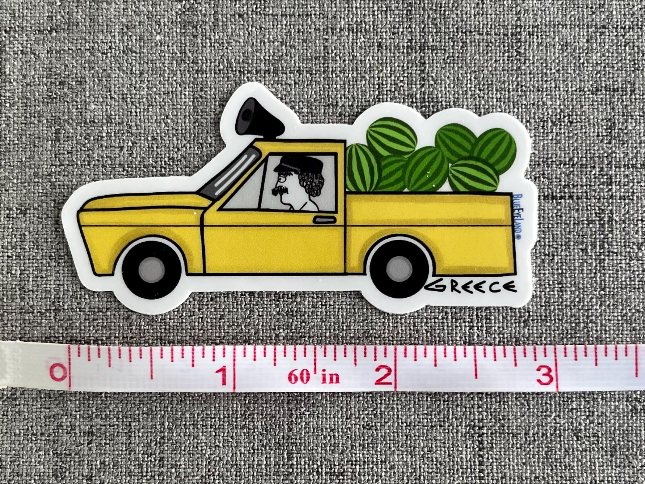 Greek Watermelon Truck Sticker: Summer Travel Vinyl Decal
